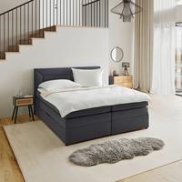 Postel Boxspring s topperem Maja, 180x200 - šedá/černá, Moderní, dřevo/textil (180/200cm) - Bessagi Home