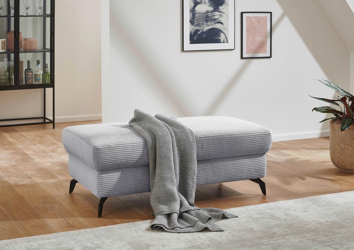 Hocker Bolero hellgrau, 121x45x67 cm - Hellgrau/Schwarz, KONVENTIONELL, Textil (121/45/67cm) - Sit & More