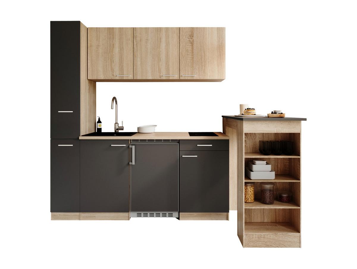 Küchenblock Ingrid Grau/Eichefarben B: 180cm - Eichefarben/Grau, Design, Holzwerkstoff (180cm) - Respekta
