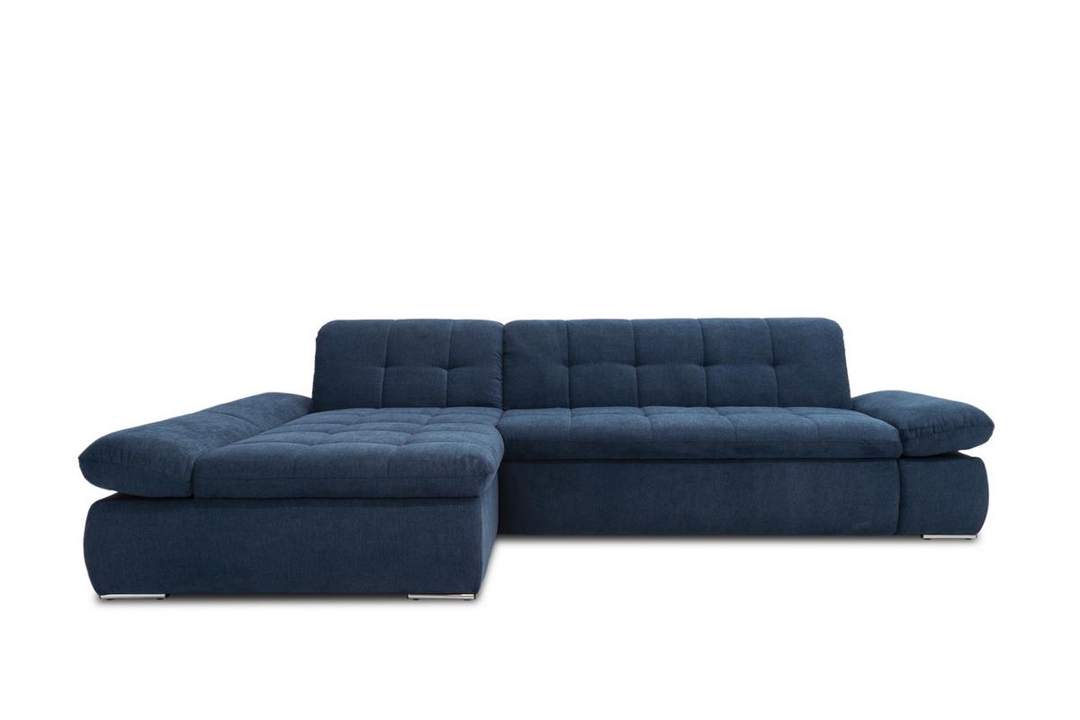 Ecksofa Mit Schlaffunktion Moric Dunkelblau Mikrofaser - Chromfarben/Dunkelblau, KONVENTIONELL, Textil (172/300cm) - MID.YOU