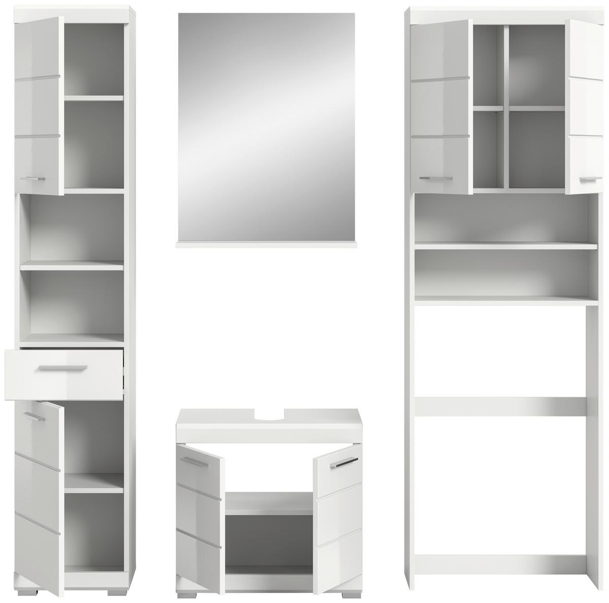 Badezimmer Scout Weiß B: 160 Cm - Weiß Hochglanz/Silberfarben, MODERN, Glas/Holzwerkstoff (160cm) - MID.YOU