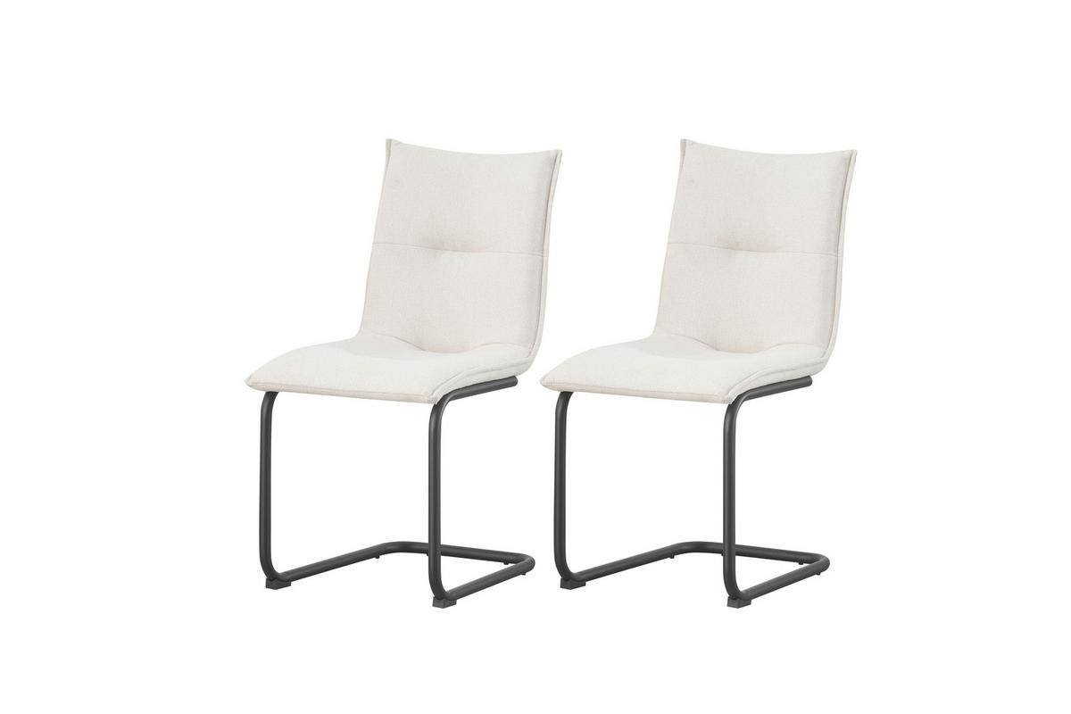 Schwingstuhl-Set Sonja Creme B: 46 cm - Creme/Schwarz, MODERN, Textil/Metall (46/89/57cm) - MID.YOU