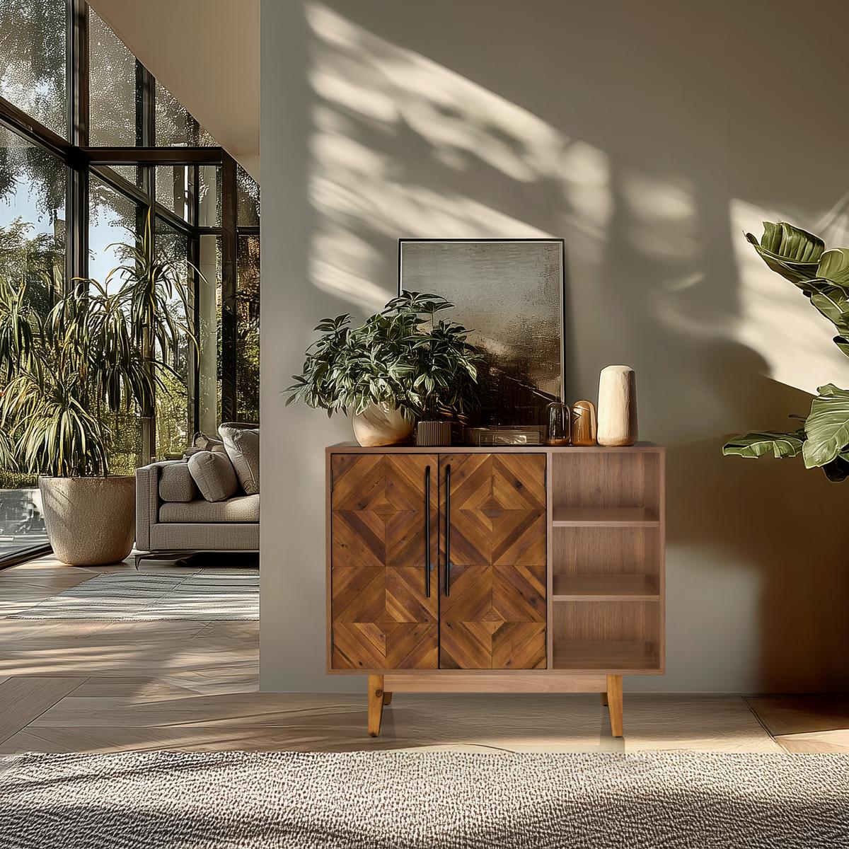 Kommode Santjago Wood High Dunkelbraun B: 95 Cm - Dunkelbraun, MODERN, Holz (95/32/79,5cm) - MID.YOU