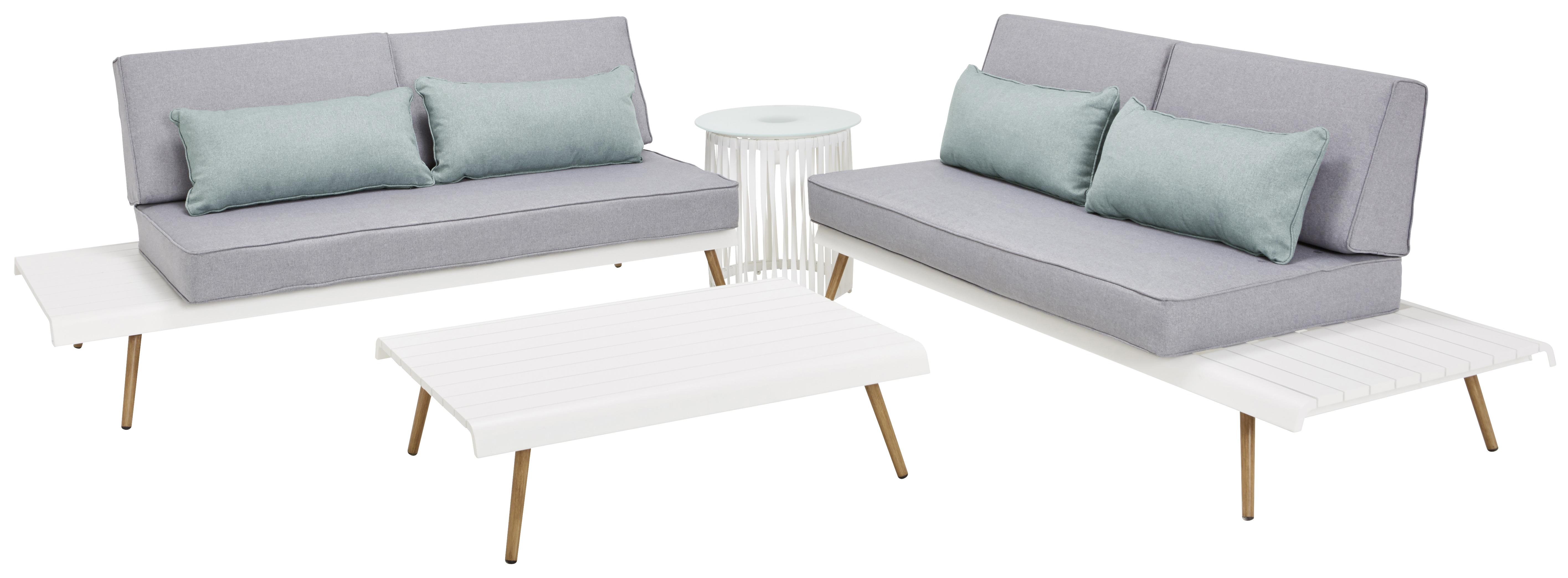 TERASOVÁ SEDACIA SÚPRAVA ABU DHABI - sivá/biela, kov/textil - Modern Living