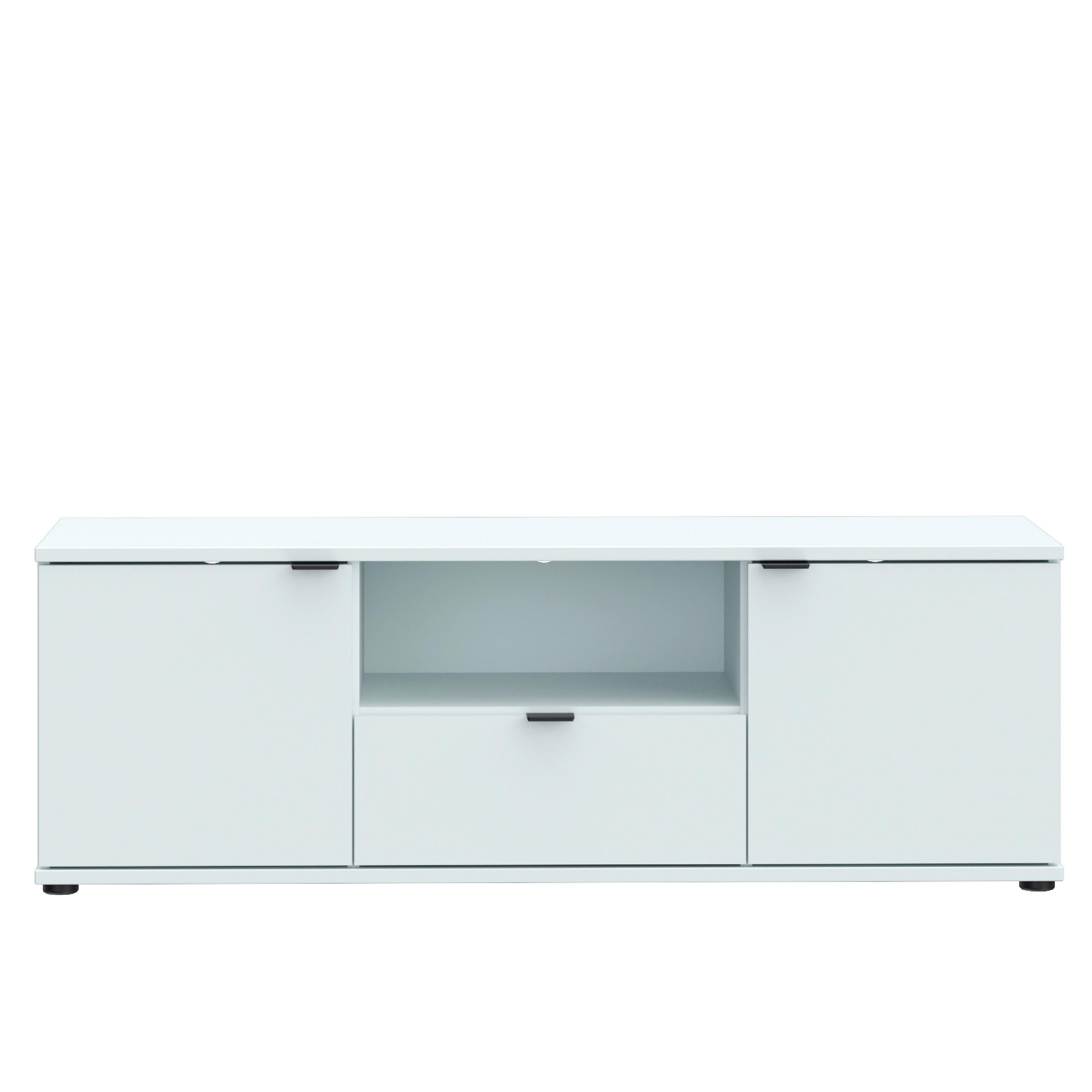 TV diel Ganymede, svetlosivá, š: 130 cm - čierna/svetlosivá, Modern, kov/kompozitné drevo (129,8/43,9/41,3cm)