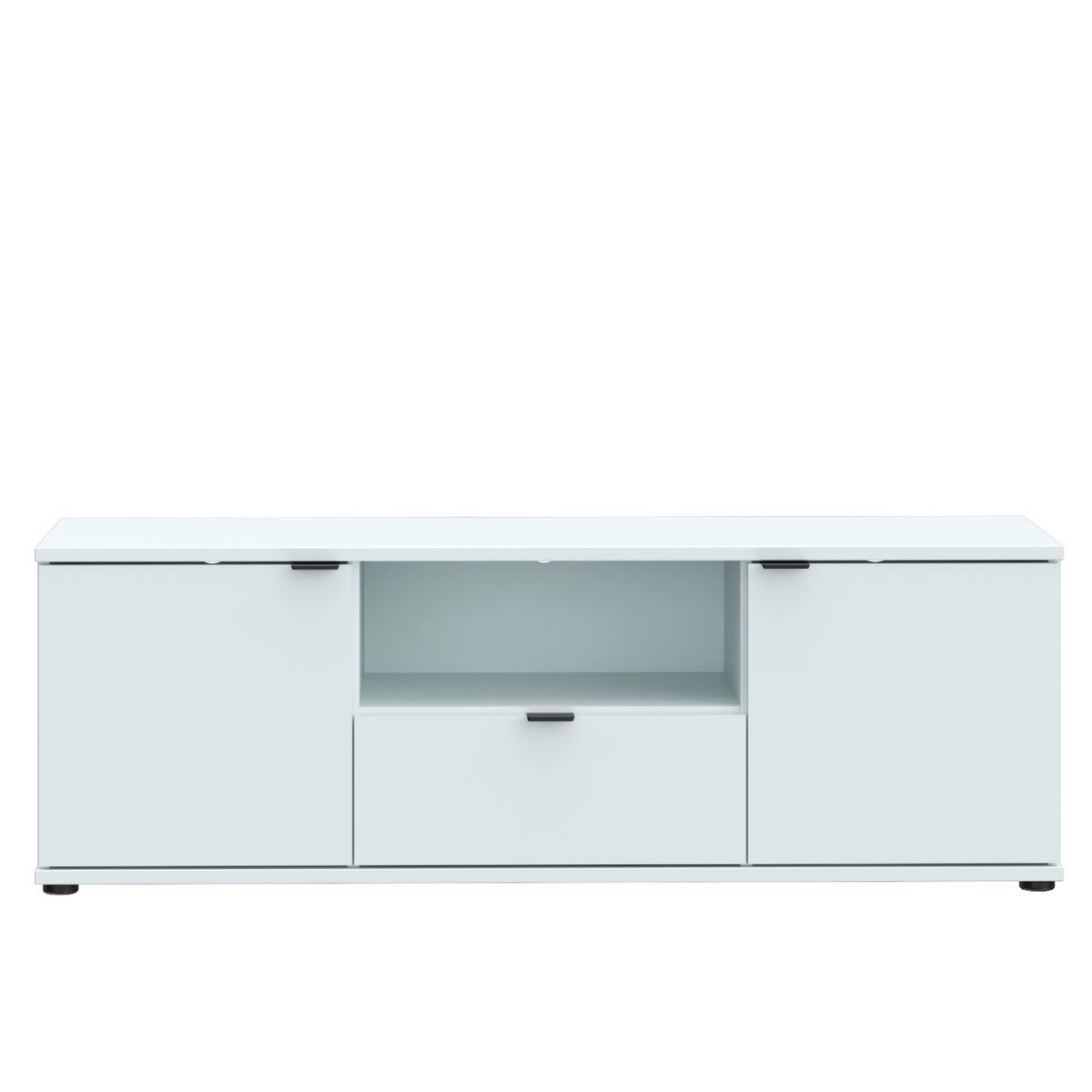 TV diel Ganymede, svetlosivá, š: 130 cm - čierna/svetlosivá, Modern, kov/kompozitné drevo (129,8/43,9/41,3cm)