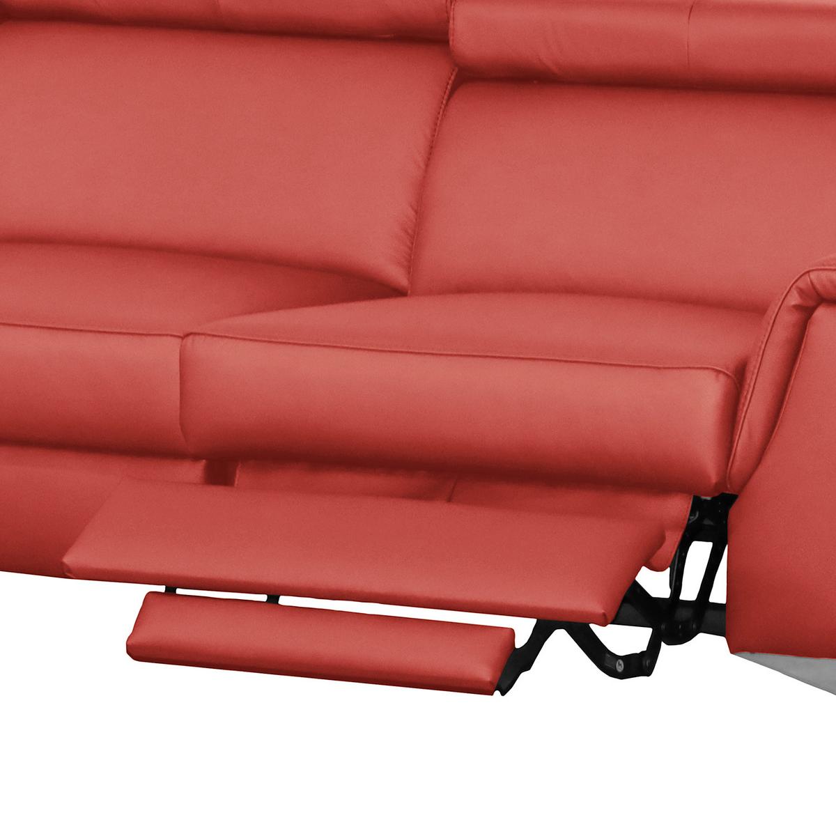 Ecksofa Lince Rot S: 197x257 Cm - Chromfarben/Rot, Design, Leder/Textil (197/257cm) - Livetastic
