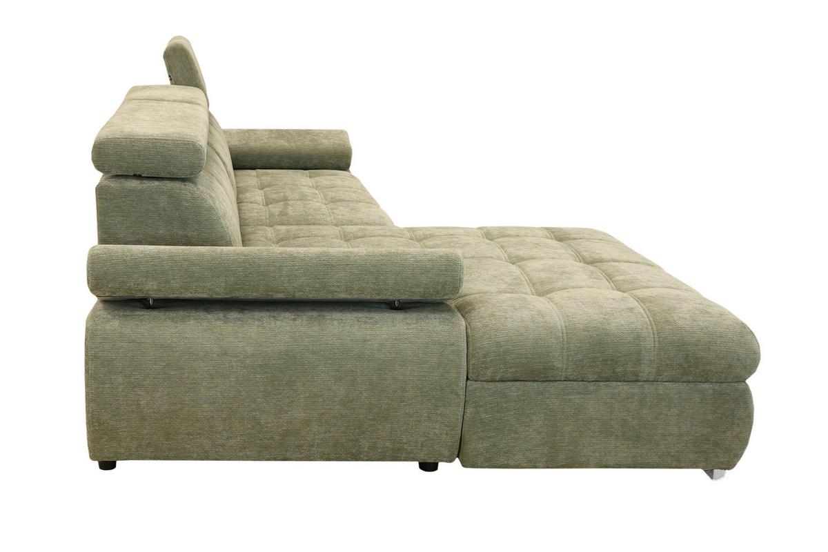 Rohová sedačka VEGAS, ľavá, šalviovozelená ženilka - strieborná/šalviovozelená, Design, drevo/textil (173/294cm)