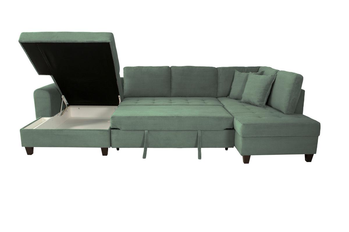 Wohnlandschaft Moritz Grün U-Form:155x324x178 Cm - Grün, Trend, Textil (155/324/178cm)