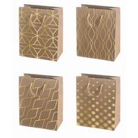 Geschenktasche Golden Print Größe: L - Multicolor, Basics, Papier (26/32/12cm)