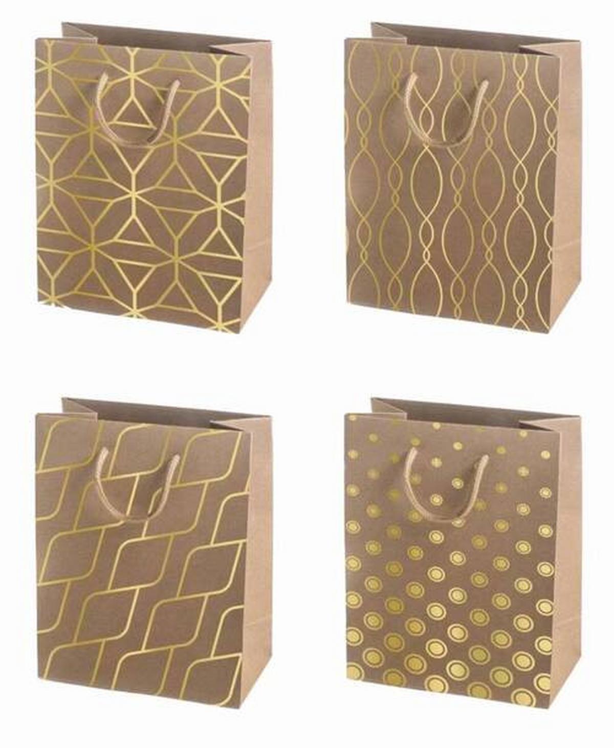 Geschenktasche Golden Print Größe: L - Multicolor, Basics, Papier (26/32/12cm)