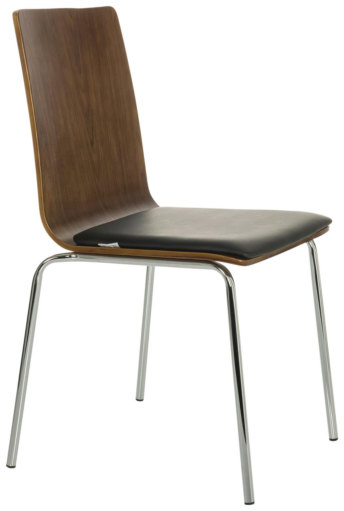 Besucherstuhl Peria - Silberfarben/Schwarz, Basics, Leder/Holz (50/86/55cm) - MID.YOU