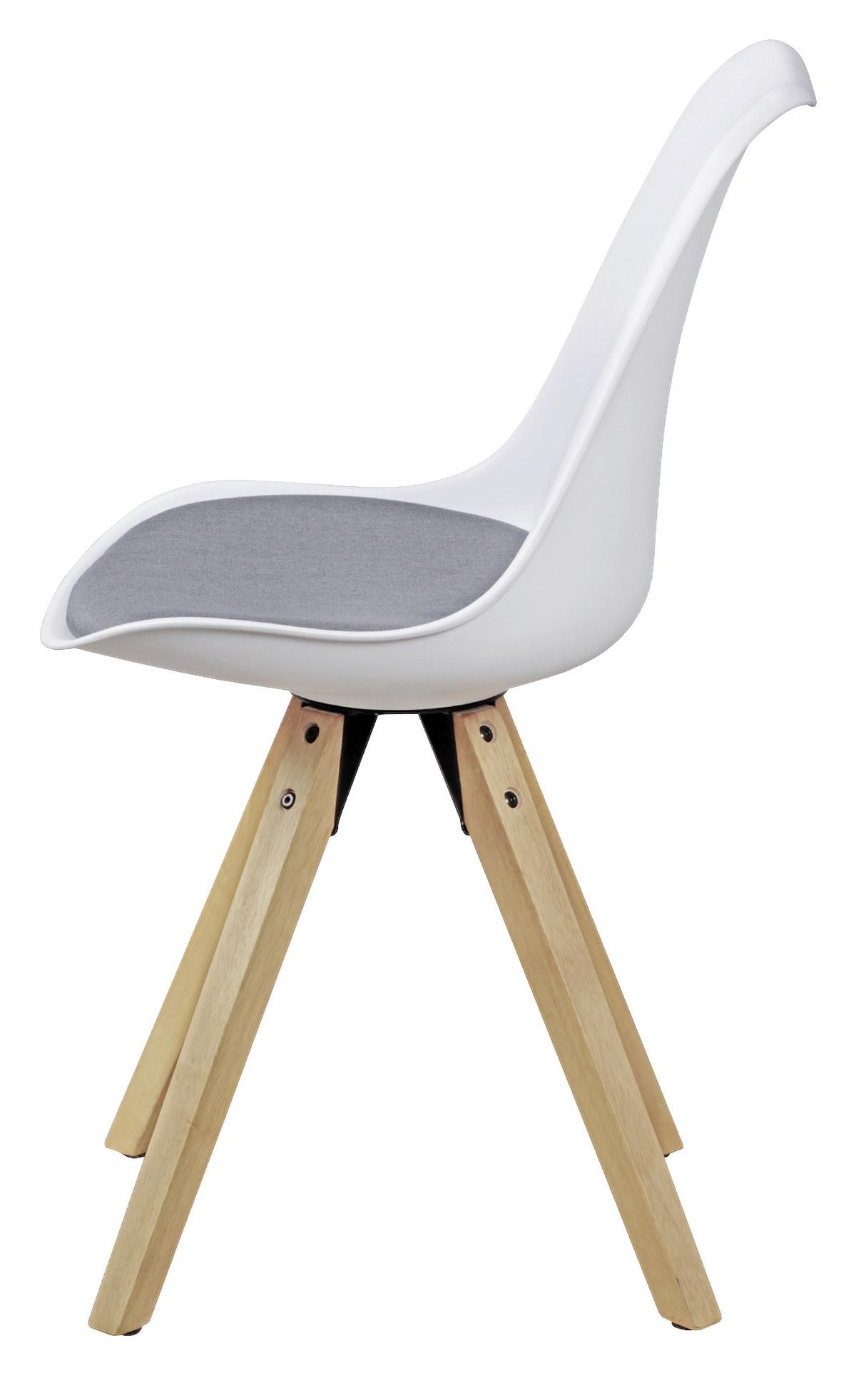 Schalenstuhl Lima Weiß Beine Echtholz 2er-Set - Eichefarben/Weiß, Design, Holz/Kunststoff (48/89/48cm) - MID.YOU