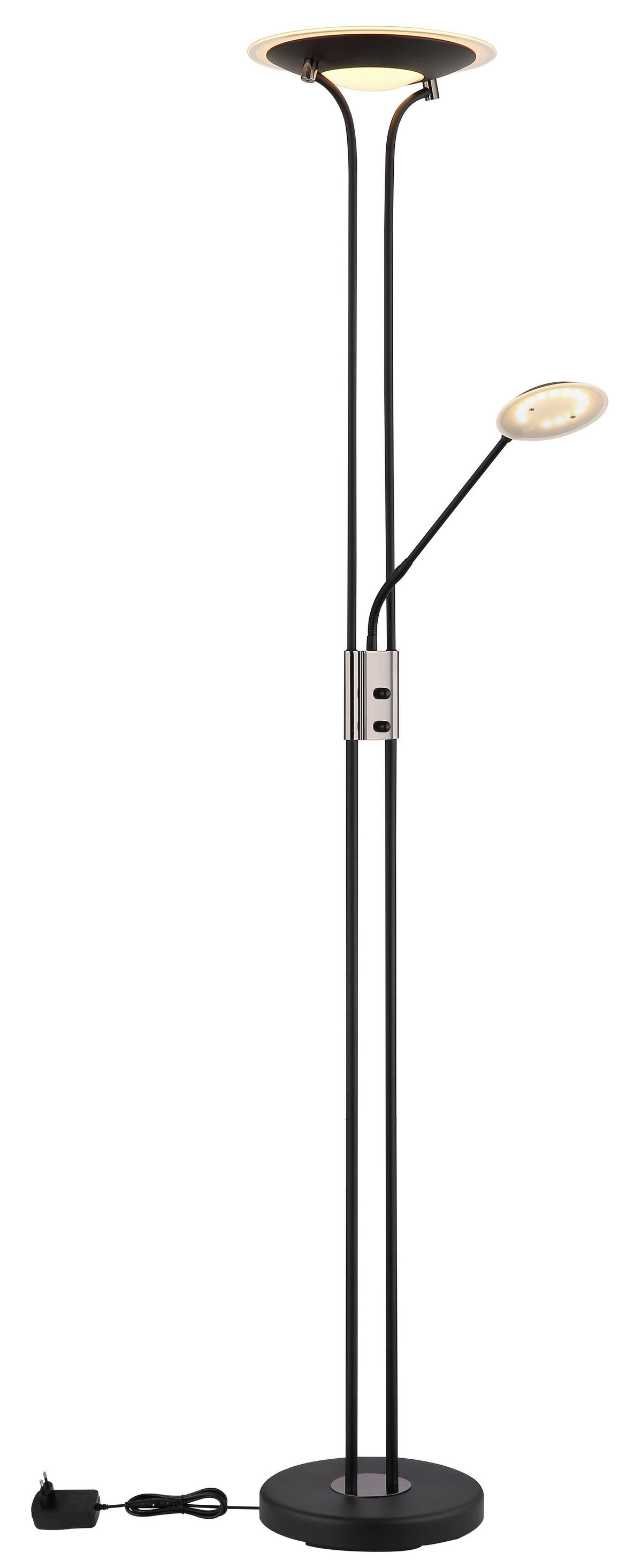 LED-Stehleuchte Tamika Schwarz Chromfarben D: 30 cm - Klar/Chromfarben, KONVENTIONELL, Glas/Kunststoff (30/180cm) - Globo