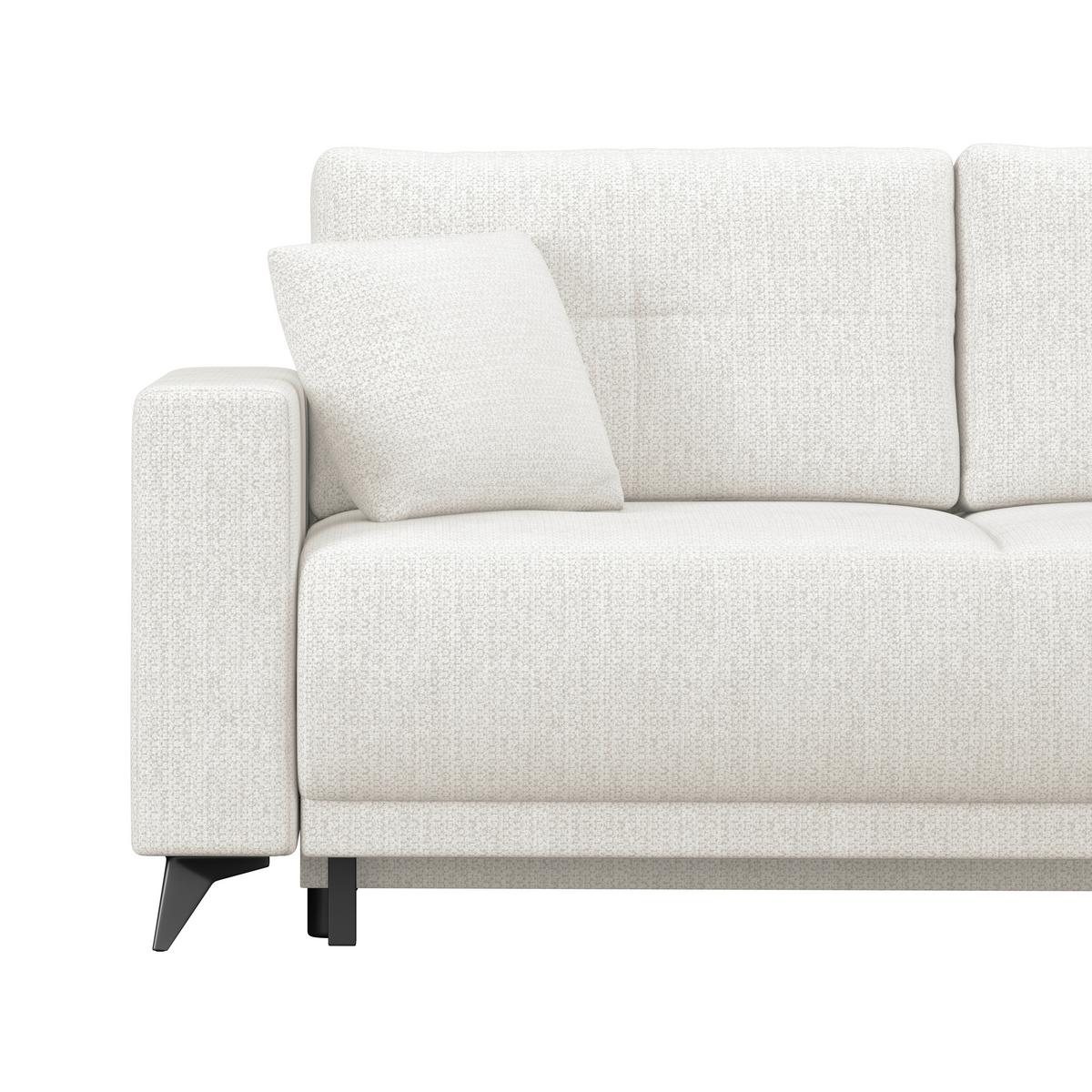 Ecksofa mit Schlaffunktion & Bettkasten Texas Creme - Creme/Schwarz, KONVENTIONELL, Holz (259/203cm)