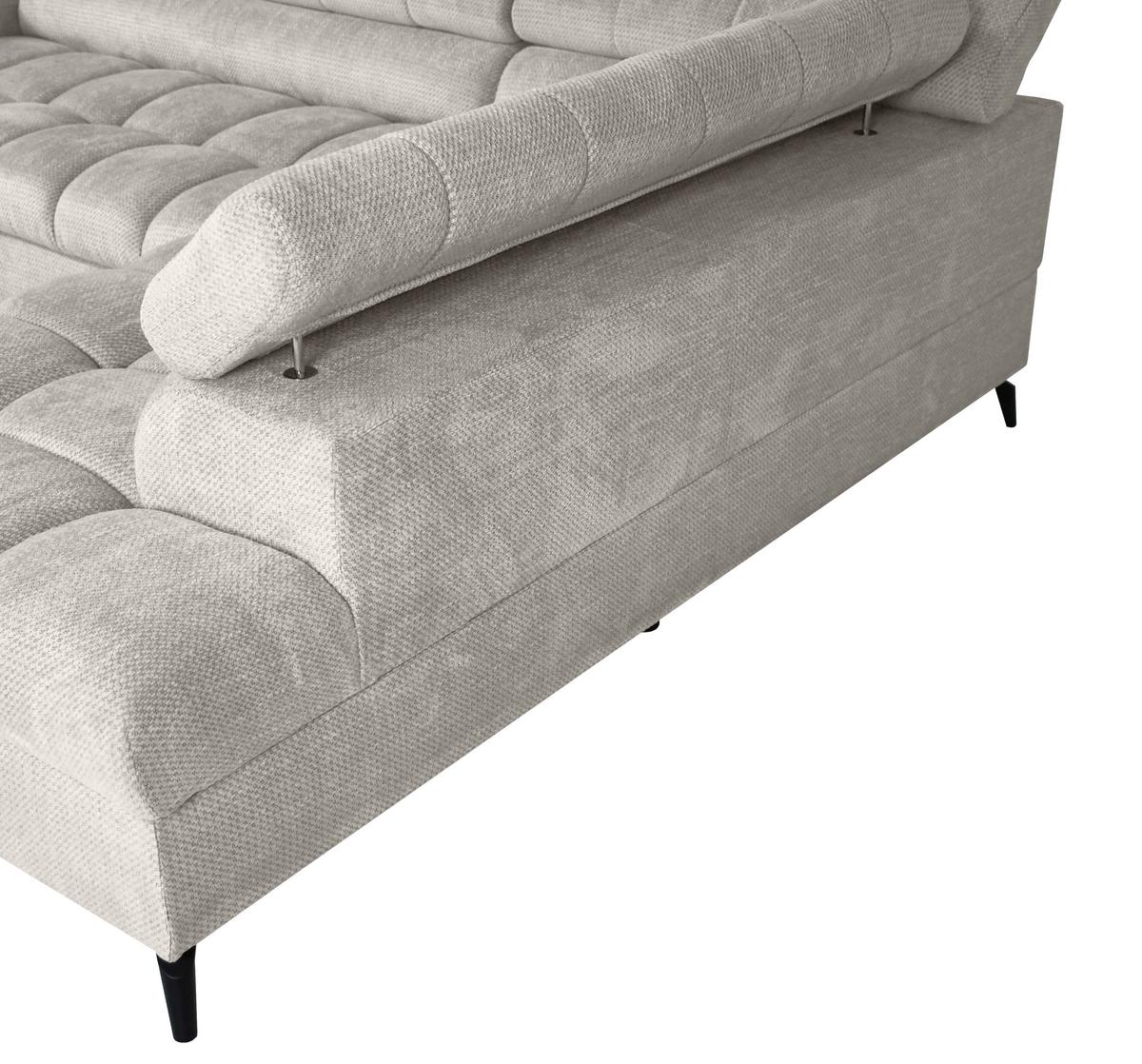 Ecksofa Volf Rechts New Hellgr Mit Schlaffunktion, 261x203 Cm - Hellgrau/Schwarz, Trend, Textil (261/203cm)