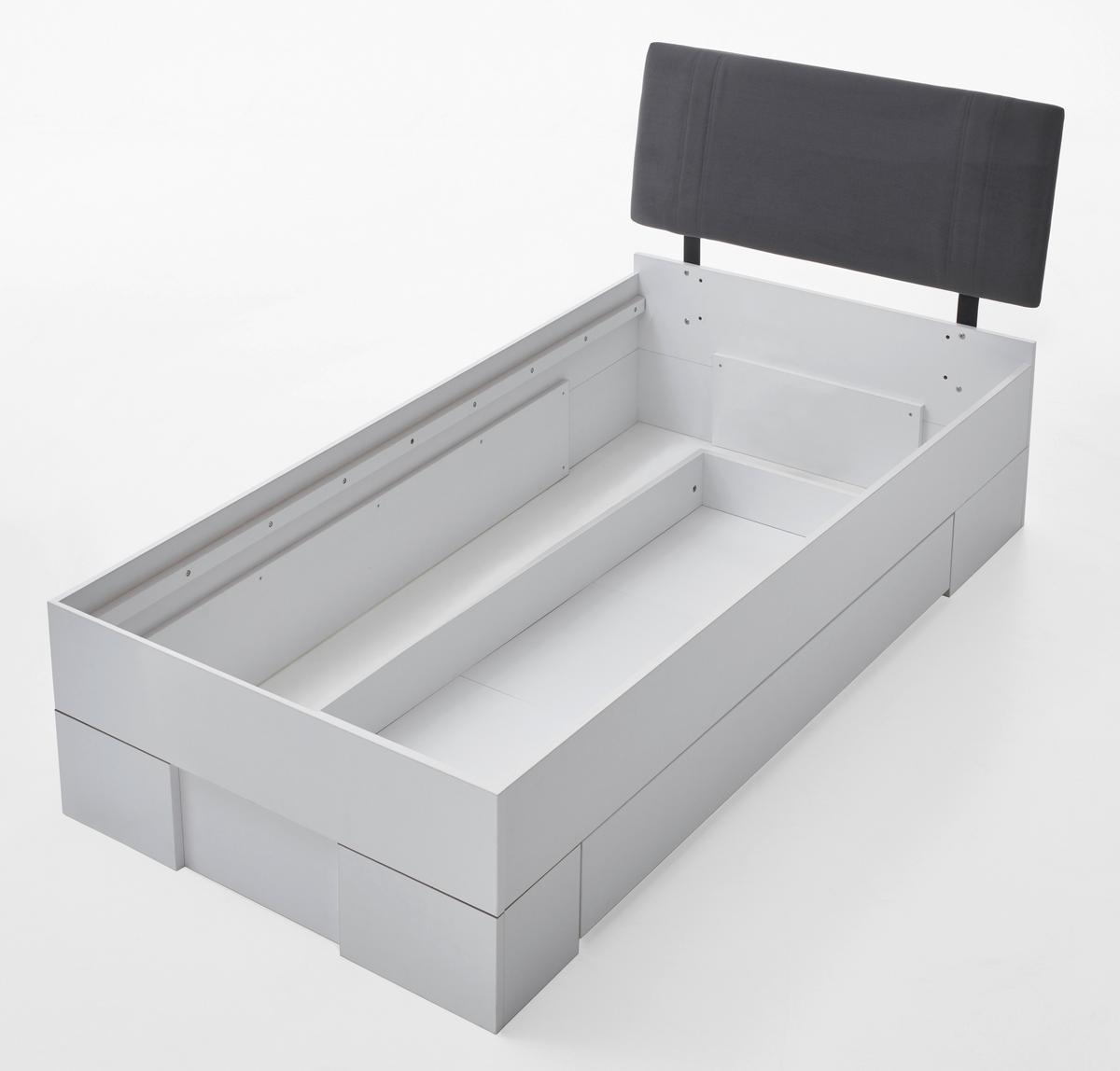 Futonbett Sandro Weiss 90x200cm - Weiß/Grau, Basics, Holzwerkstoff/Textil (204/94/98cm) - MID.YOU