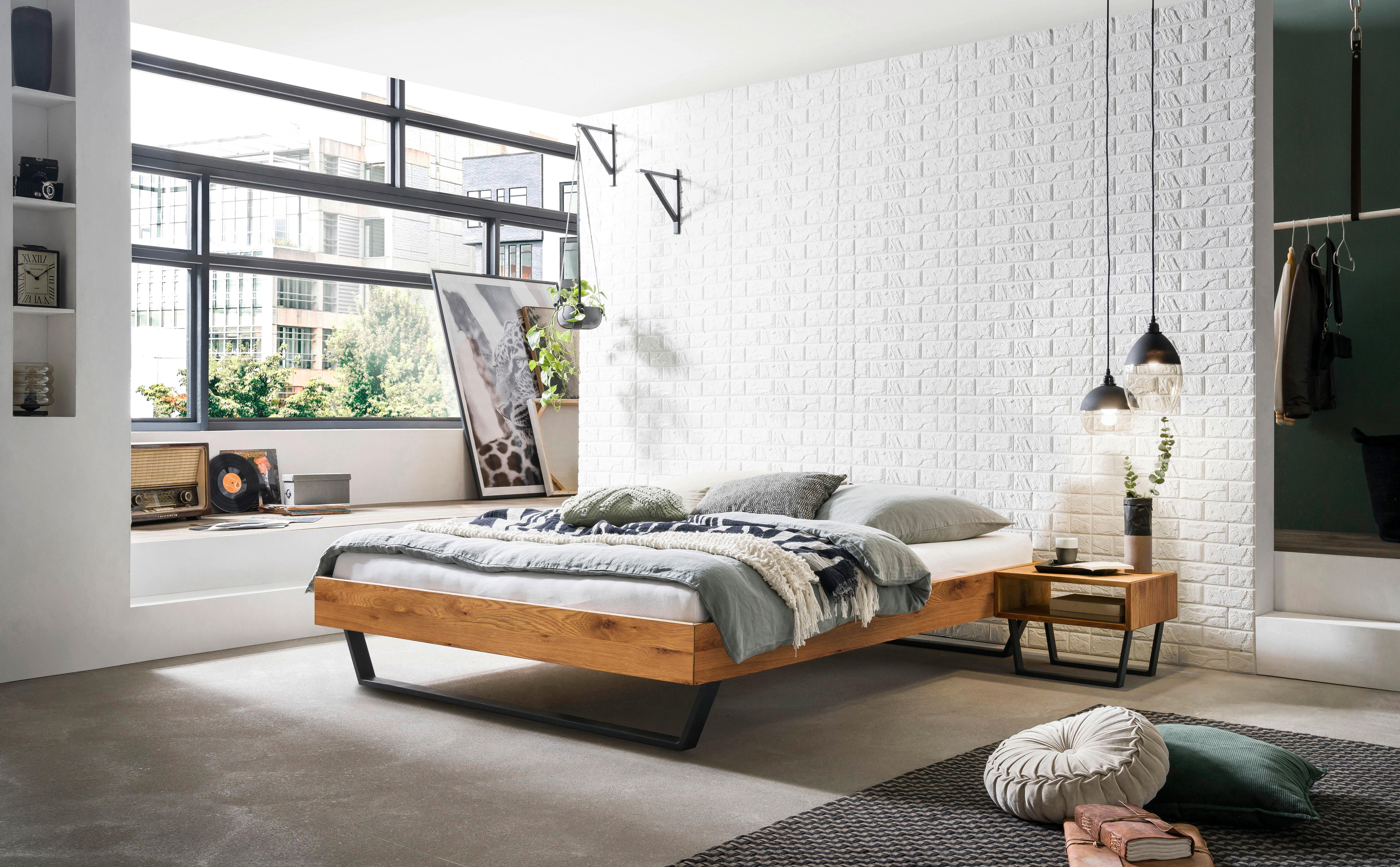 Bett Ostino Anthrazit/wildeiche 180x200 Cm - Wildeiche/Anthrazit, KONVENTIONELL, Holz (180/200cm) - Hasena