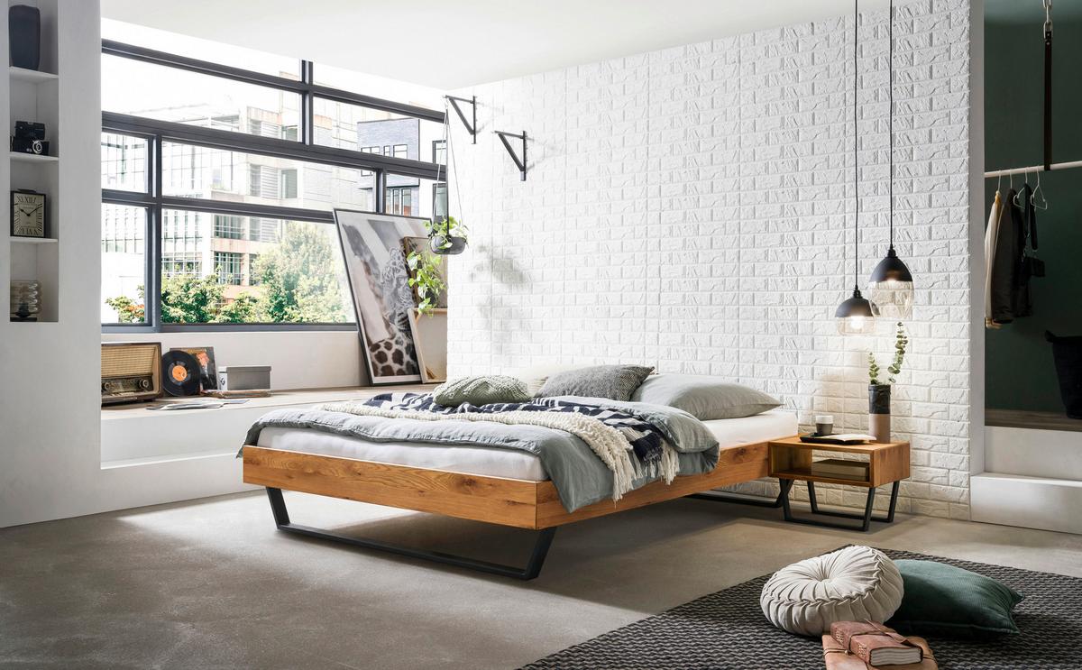 Bett Ostino Anthrazit/wildeiche 180x200 Cm - Wildeiche/Anthrazit, KONVENTIONELL, Holz (180/200cm) - Hasena