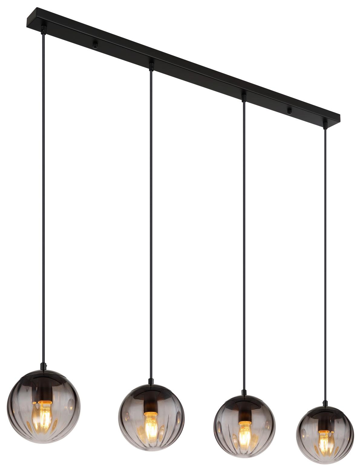 Hängeleuchte 15216-4 - Klar/Schwarz, Design, Glas/Kunststoff (104,5/17/120cm) - Globo