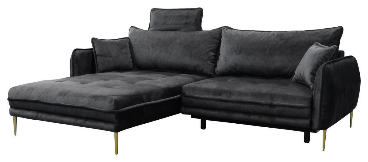 Ecksofa Whisper Anthrazit S: 196x264cm - Anthrazit/Goldfarben, Design, Textil (196/264cm) - MID.YOU