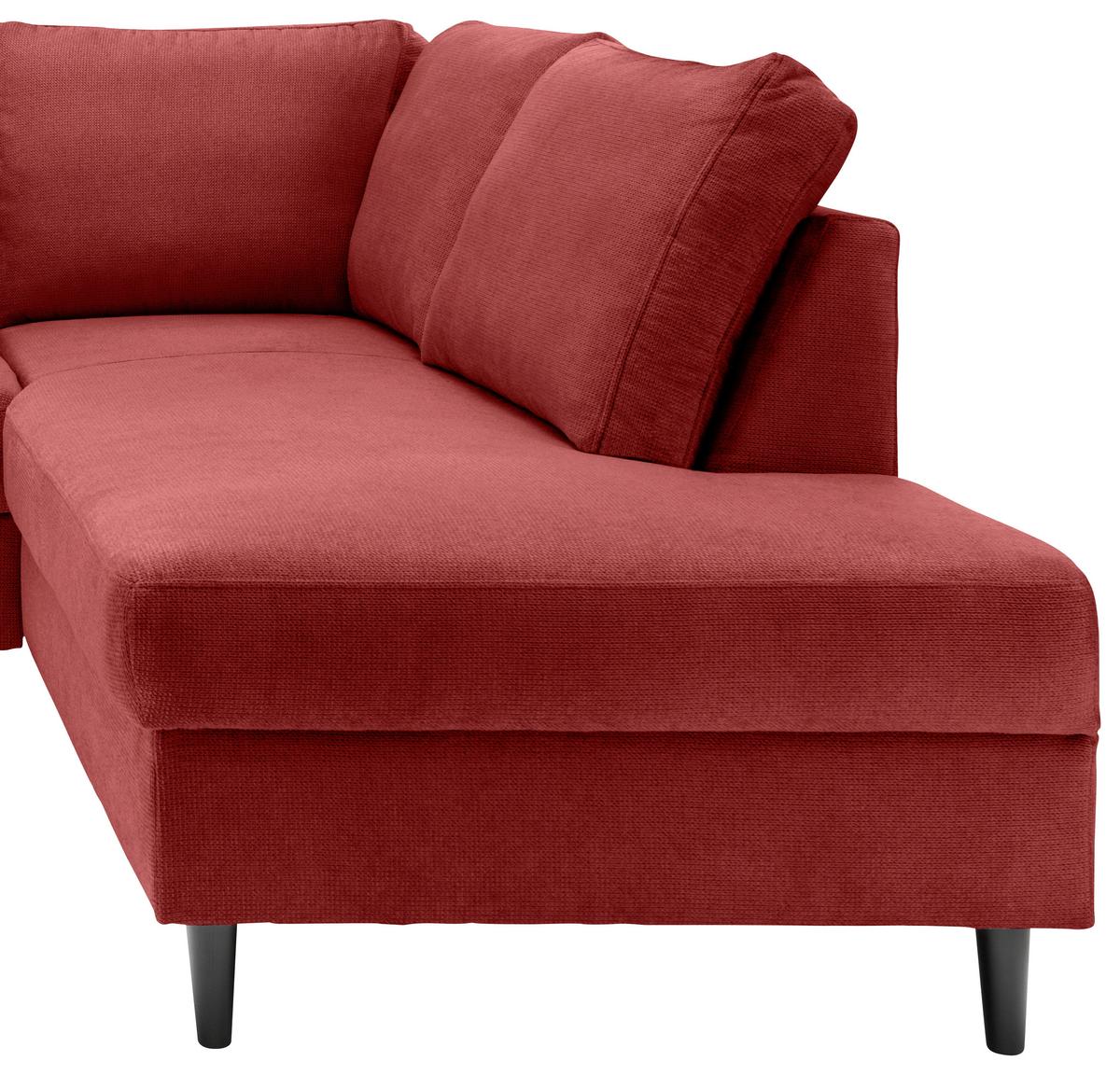 Eckschlafsofa Passione, Rot S: 242x200 Cm - Rot/Schwarz, MODERN, Textil (242/200cm) - Livetastic
