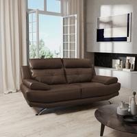 2-Sitzer-Sofa Derby Echtleder Braun B: 185 cm - Chromfarben/Braun, Design, Leder (185/92/99cm) - Livetastic
