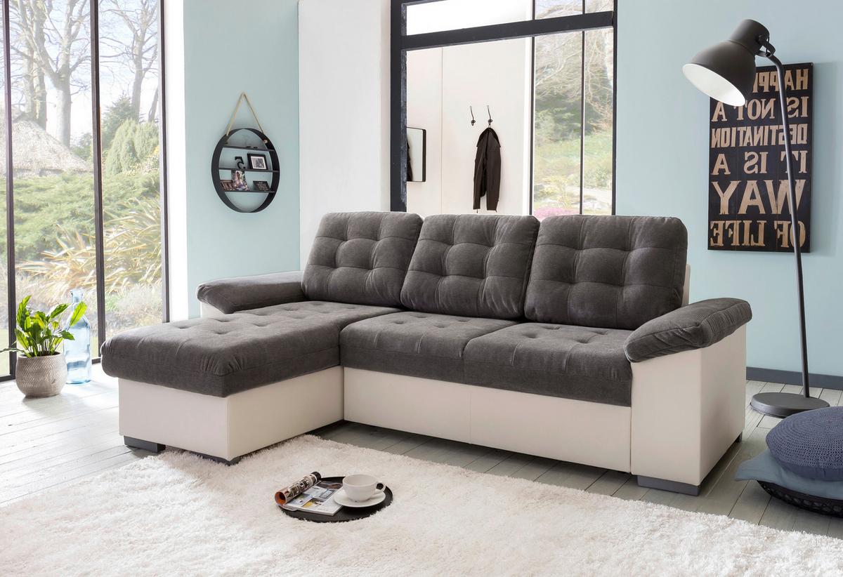 Eckschlafsofa Australia Creme/dunkelgrau S: 148x232 Cm - Dunkelgrau/Creme, MODERN, Textil (148/232cm) - MID.YOU
