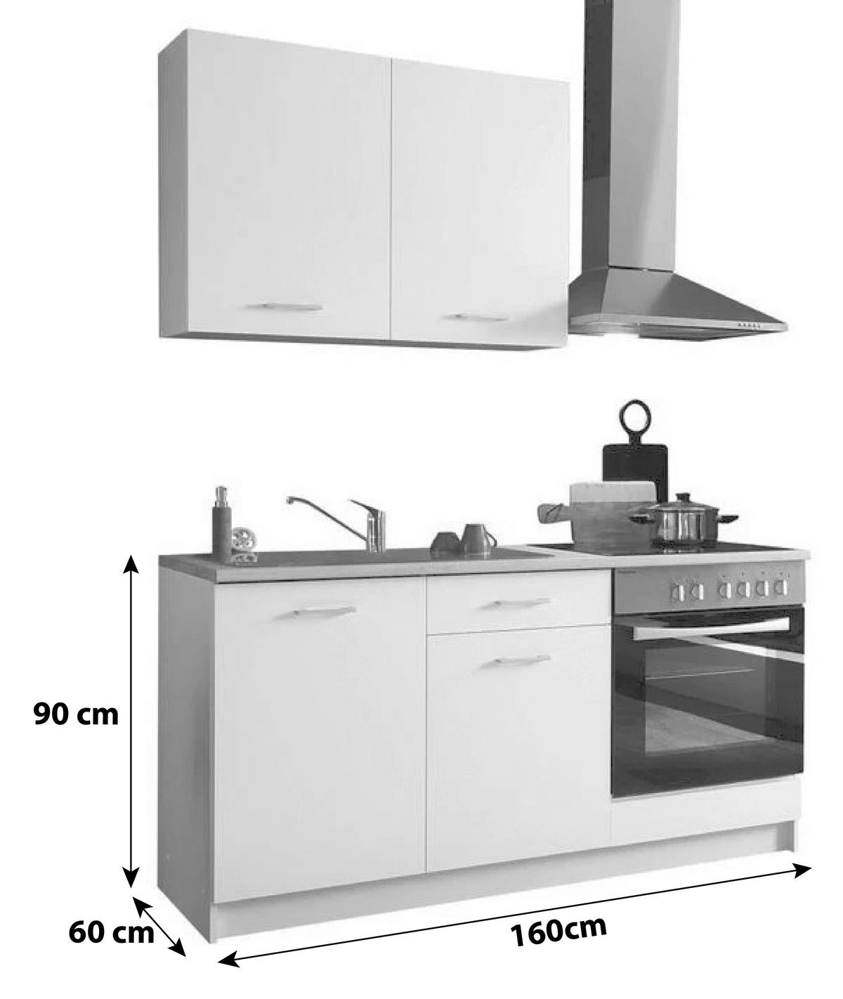 Minikuchyňa WOW bez spotrebičov, šírka 160 cm - biela/dub sonoma, Konventionell, kompozitné drevo (160cm) - P & B