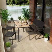 Balkonset Lissabon - Anthrazit/Schwarz, MODERN, Kunststoff/Textil - Beldano