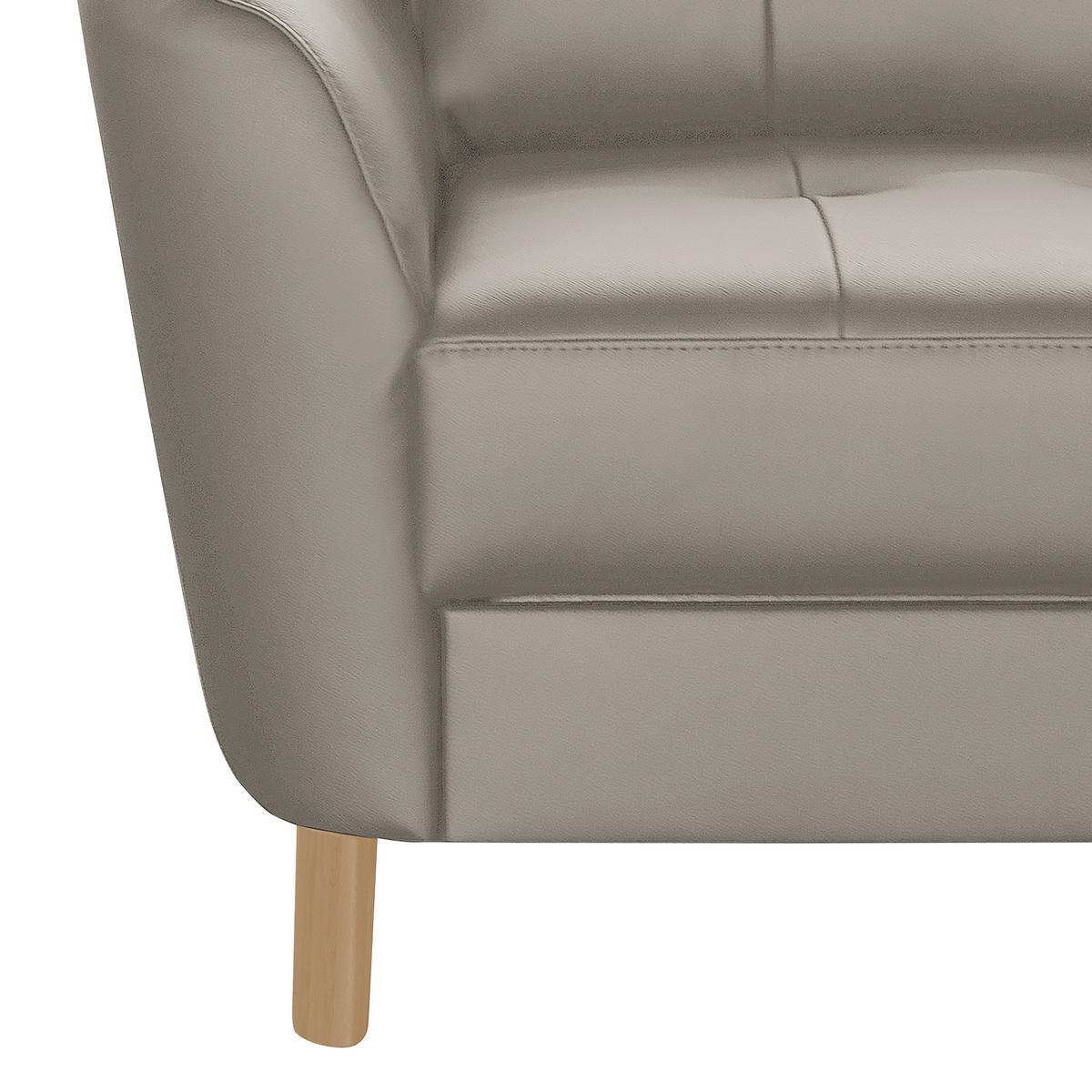 Ecksofa Nordic Platinfarben S: 236x190 cm - Platinfarben/Buchefarben, Design, Leder/Textil (236/190cm) - Livetastic
