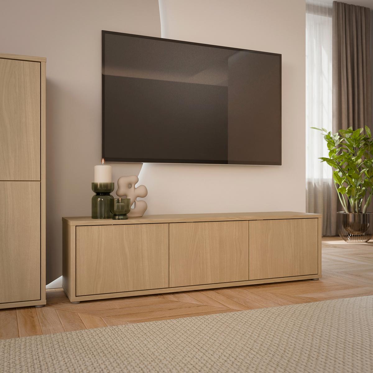 TV komoda dekor dub Eleganica - barvy dubu, Moderní, kompozitní dřevo (154,2/41,5/34,9cm)