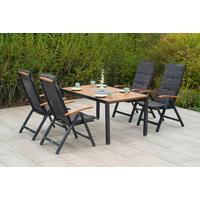 Gartengarnitur 9tlg Tilos aus Holz mit Kissen - Graphitfarben/Naturfarben, MODERN, Holz/Kunststoff - Gardenson