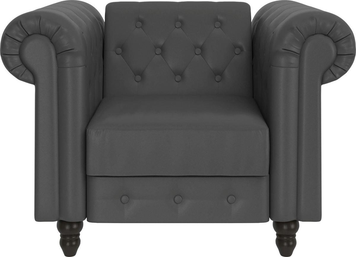 Sessel Firenze Grau, Relaxfunktion - Schwarz/Grau, Basics, Textil (111/83/87cm) - Livetastic