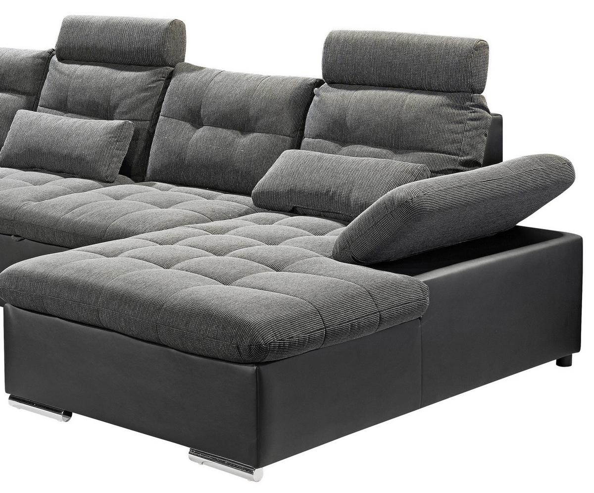 Sedacia súprava v tvare U JAKARTA sivá / čierna - čierna/sivá, Design, textil/plast (218/324/170cm) - MID.YOU