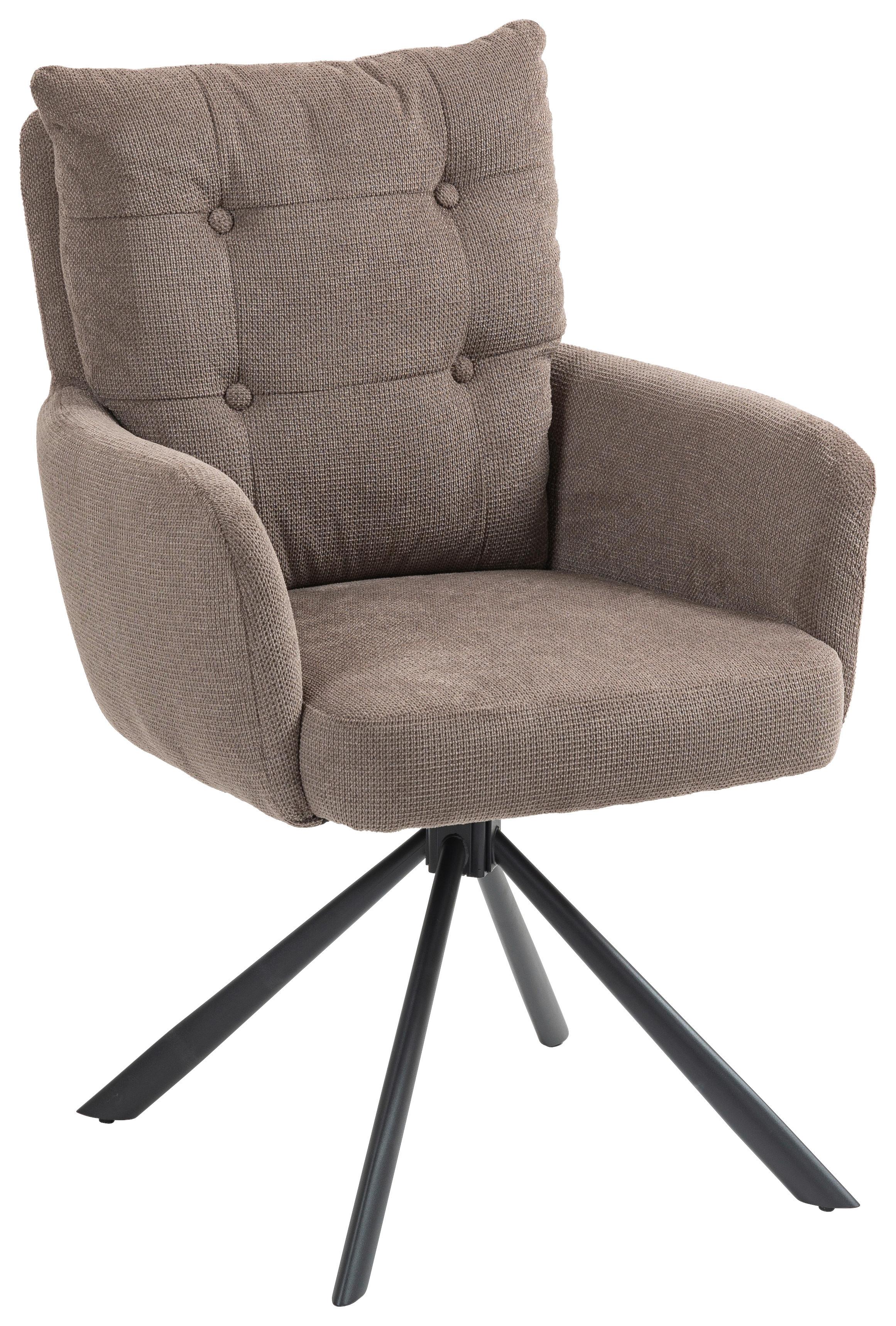 Armlehnstuhl Lina Taupe Sitzfl. 180° drehbar, B: 60cm - Taupe/Schwarz, KONVENTIONELL, Textil/Metall (60/95/67cm) - MID.YOU