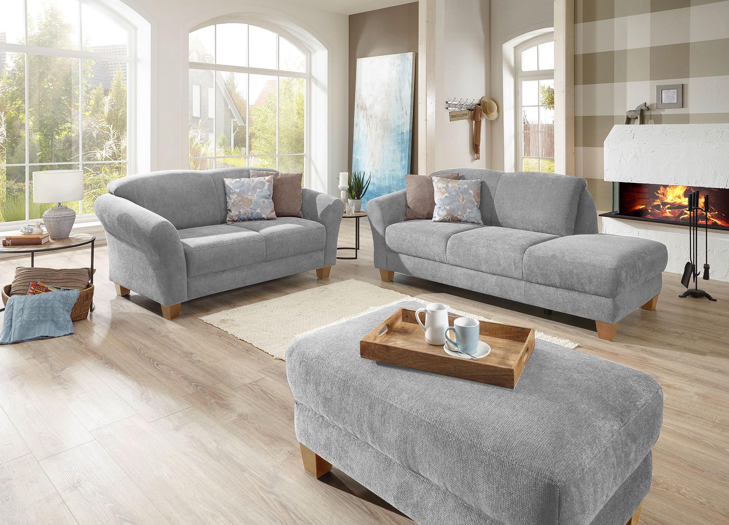 Récamiere Gotland V Silberfarben B: 194 cm - Silberfarben/Naturfarben, KONVENTIONELL, Textil (194/84/91cm) - Sit & More