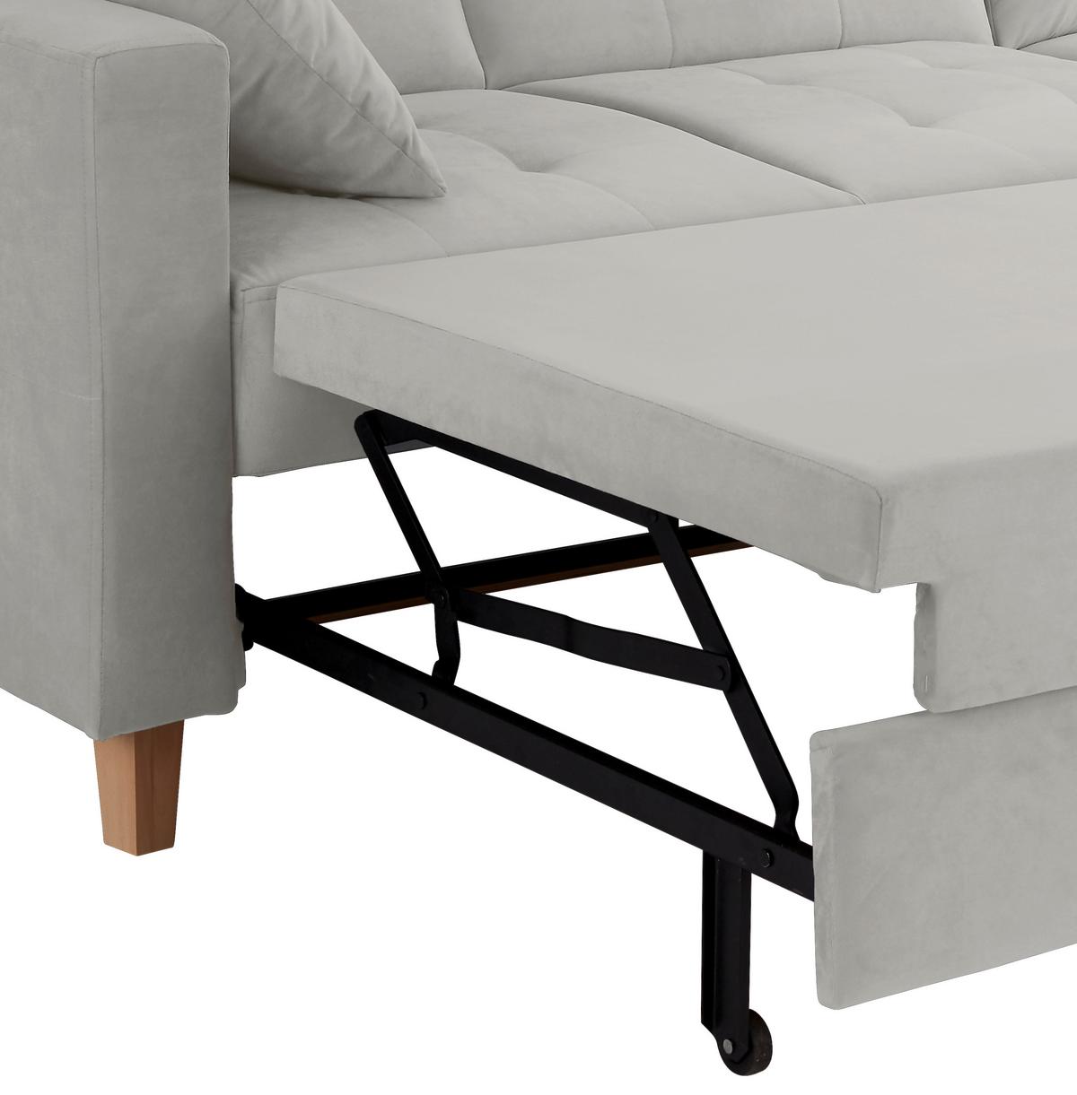 Rohová sedačka BERGEN, obojstranná, svetlosivý zamat - prírodná farba/svetlosivá, Design, drevo/textil (231/160cm) - Luca Bessoni