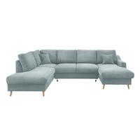 Wohnlandschaft Valentina - Naturfarben/Hellblau, KONVENTIONELL, Textil (200/301/150cm) - P & B