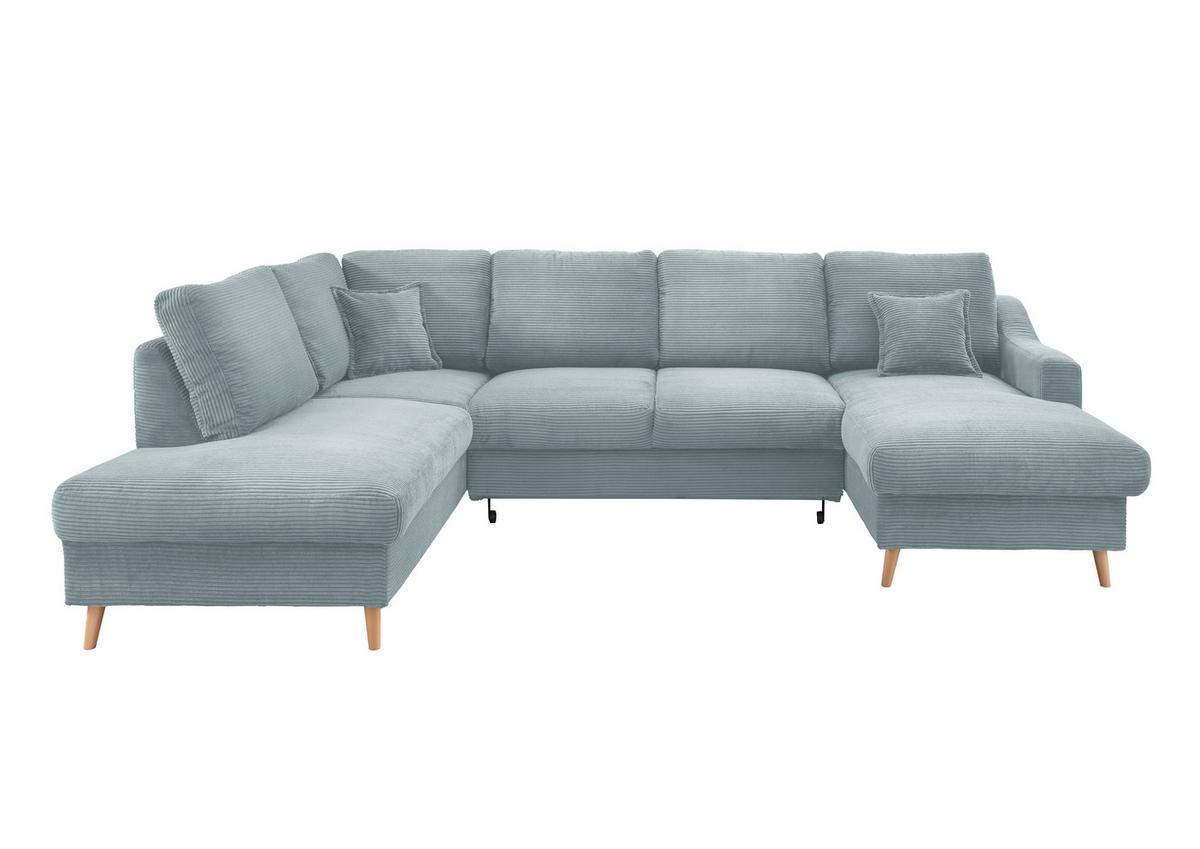 Wohnlandschaft Valentina - Naturfarben/Hellblau, KONVENTIONELL, Textil (200/301/150cm) - P & B