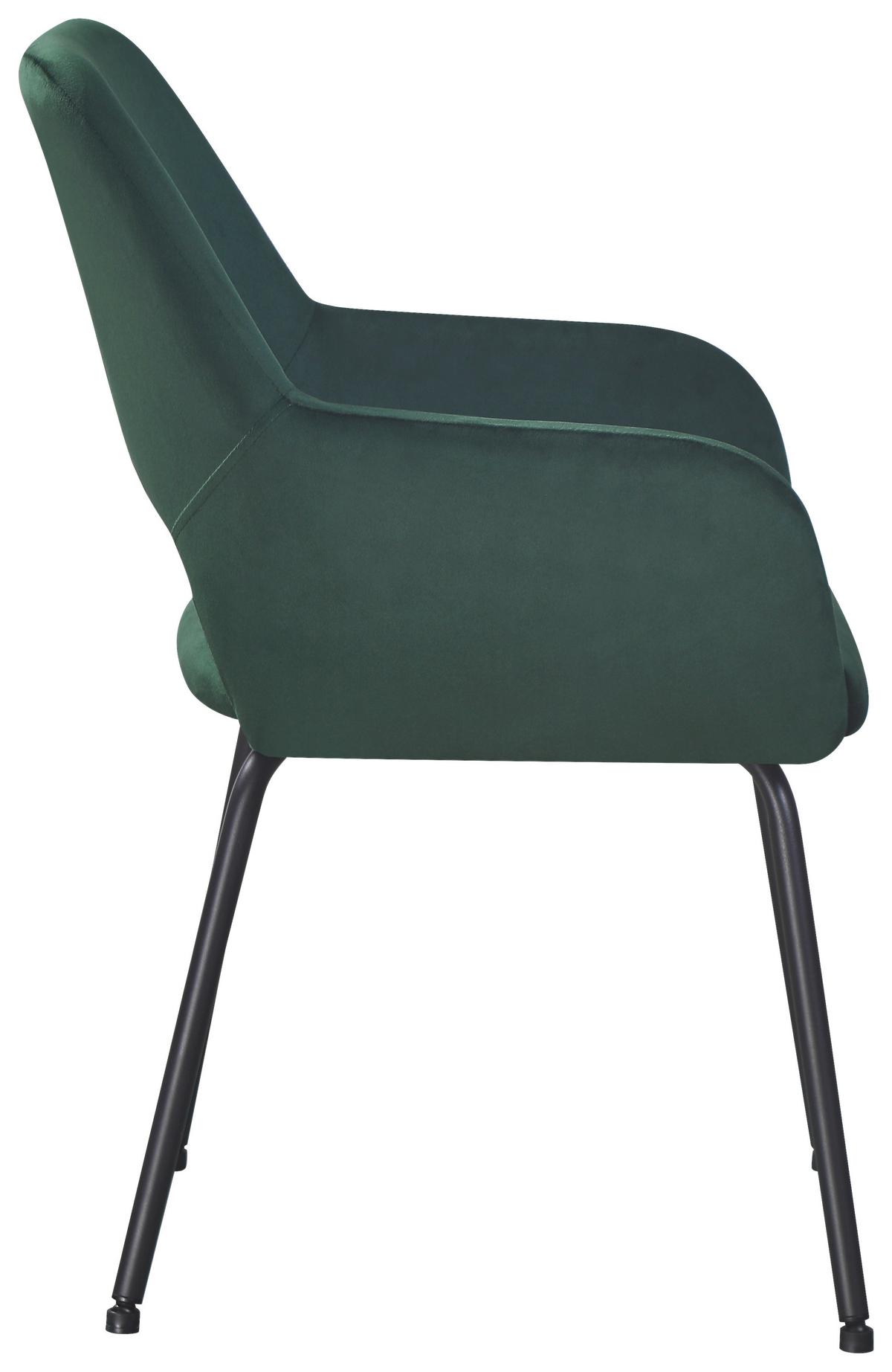 Armlehnstuhl Jonny Cord Moosgrün, B: 58 Cm - Schwarz/Grün, KONVENTIONELL, Textil/Metall (58/86/59cm)