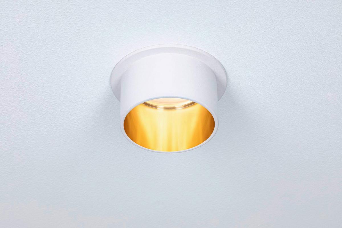 Deckenleuchte 3er-Set Ø 6,8 cm 3-Flammig, dimmbar - Goldfarben/Weiß, Basics, Metall (6,8/3,3cm) - Paulmann