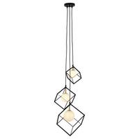 Hängeleuchte Cadre H: 147 Cm 3-Flammig, Würfelformen - Goldfarben/Schwarz, Design, Glas/Metall (147cm) - Näve