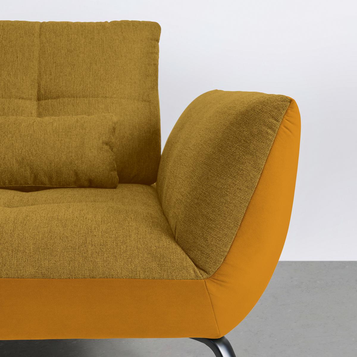Rohová sedačka TRENDY, levá, zlatá / hořčicově žlutá - černá/barvy zlata, Moderní, kov/kompozitní dřevo (250/93/310cm) - Premium Living