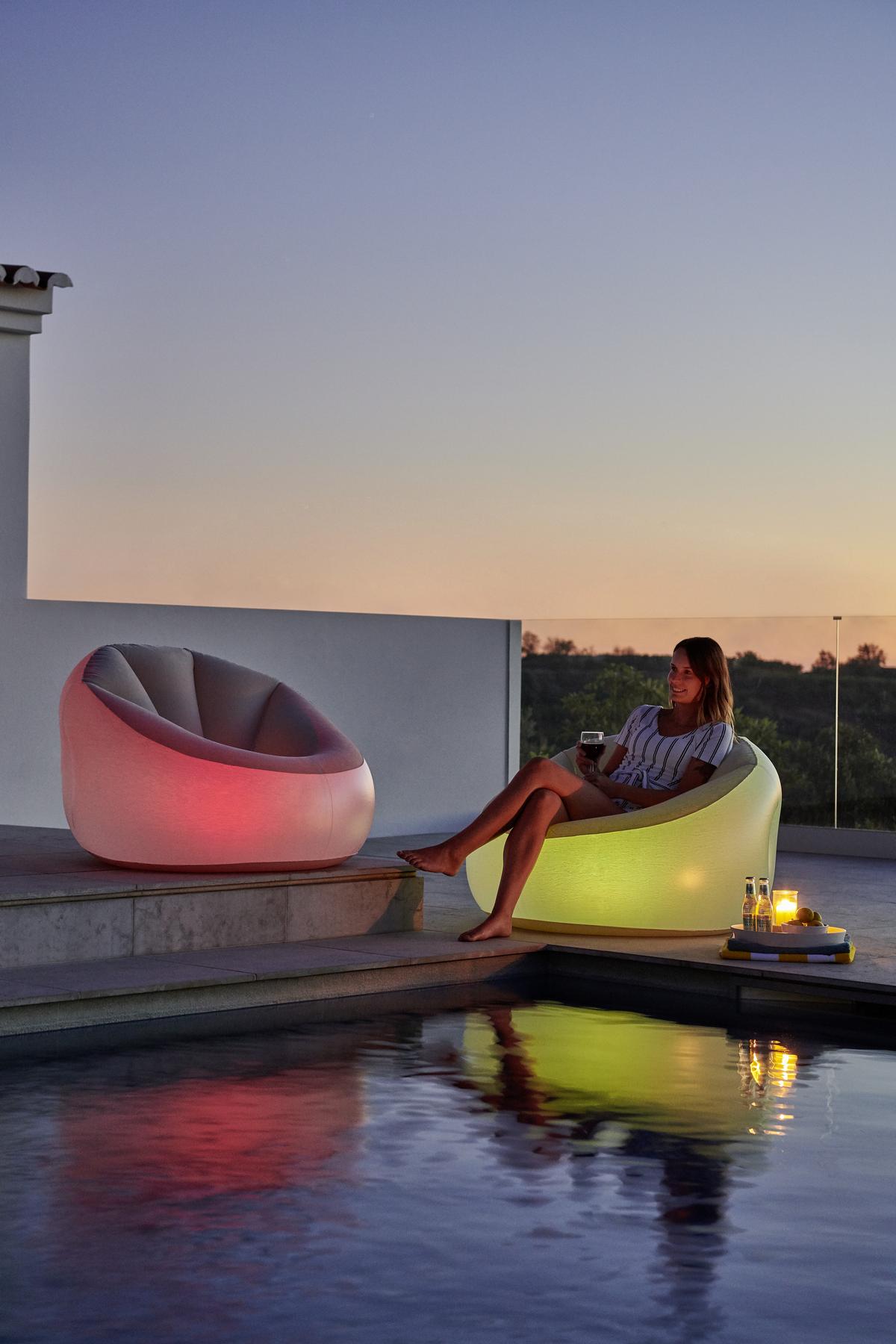 Luftsessel Luxury Outdoor Beige/Transparent mit Led - Transparent/Beige, MODERN, Kunststoff (102/97/71cm) - Bestway