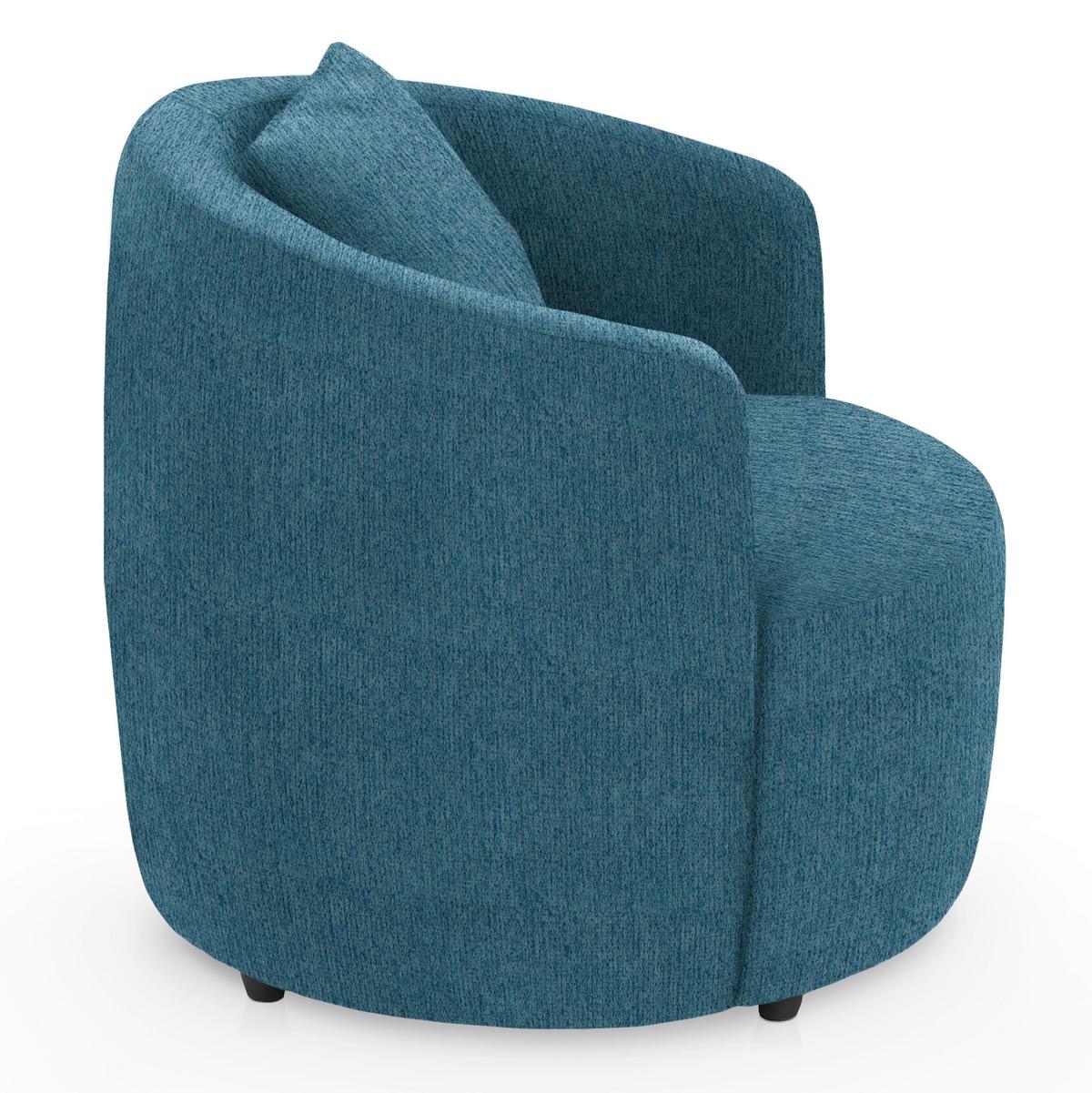 Polstersessel Pina Blau Chenille - Blau/Schwarz, Design, Textil (81/74/81cm) - Livetastic