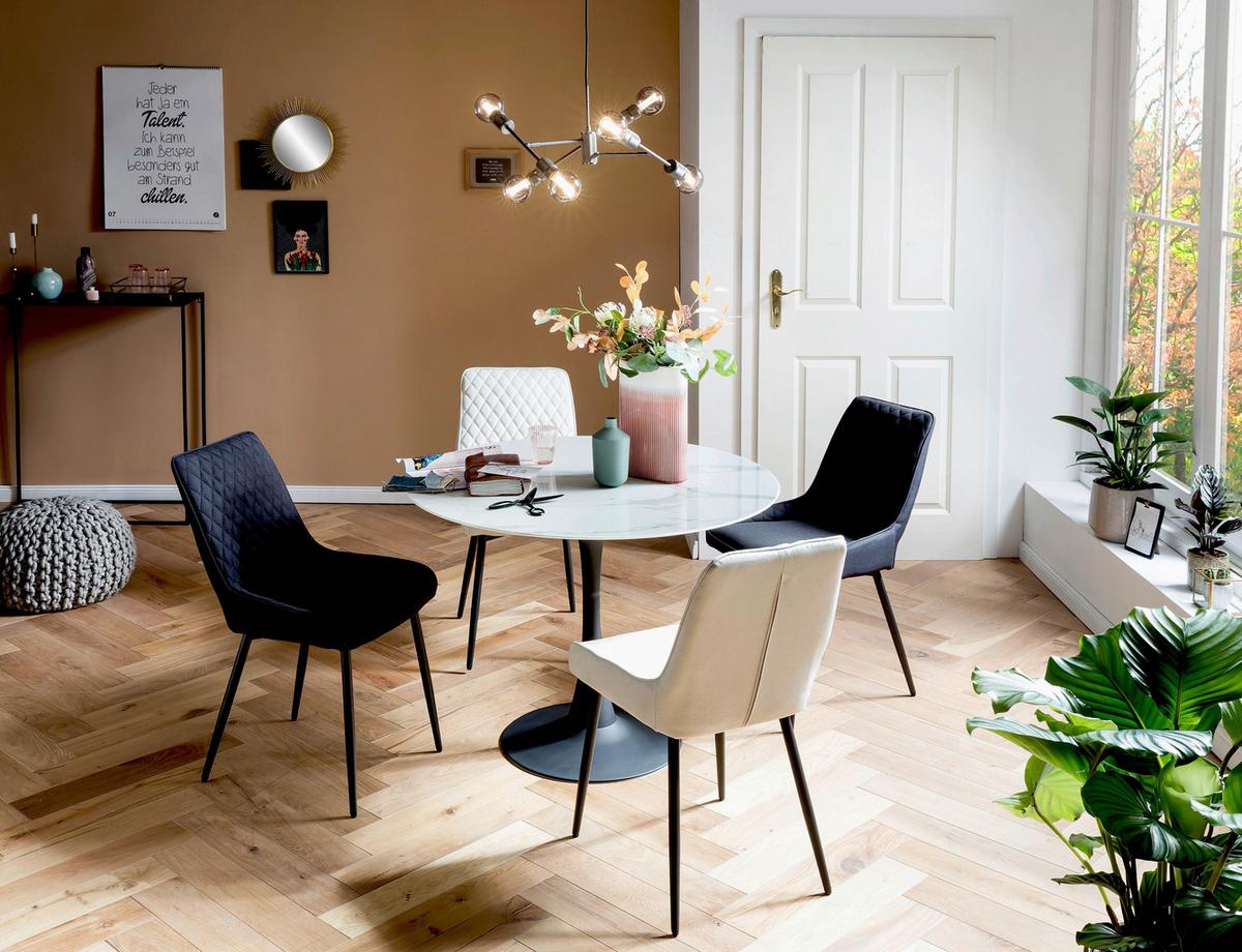 Stuhl-set Beige, B: 52 Cm - Beige/Schwarz, Design, Textil/Metall (52/86/56cm) - Livetastic