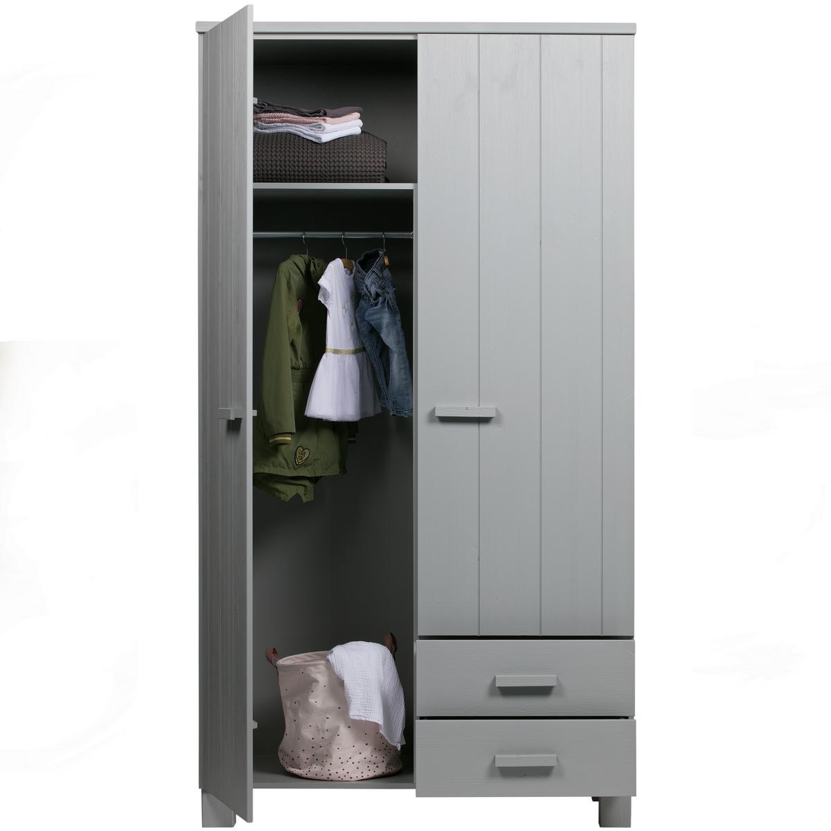 Garderobenschrank Dennis Grau B: 111 Cm - Grau, Design, Holz (111/202/55cm) - Livetastic