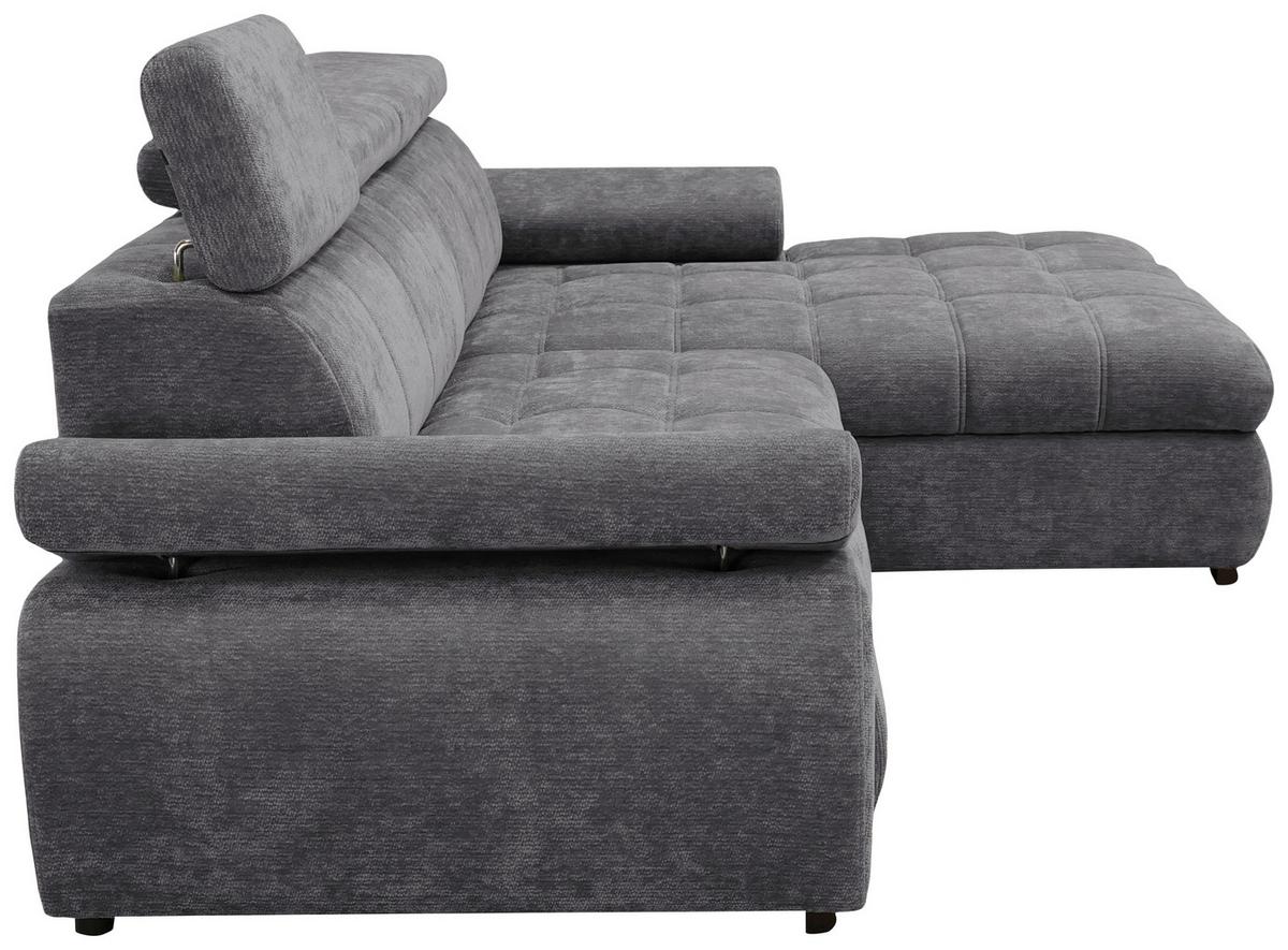 Rohová sedačka VEGAS, pravá, tmavosivá ženilka - čierna/tmavosivá, Design, drevo/textil (294/173cm)