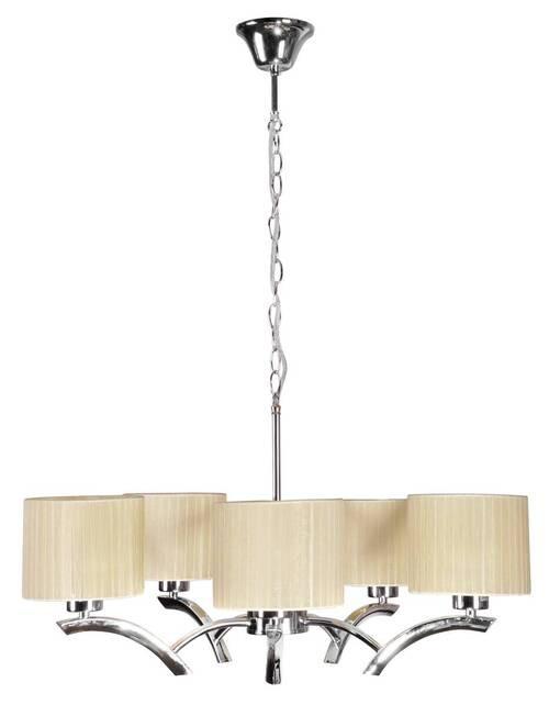 Pendelleuchte 35-04222 Draga - Chromfarben/Creme, KONVENTIONELL, Textil/Metall (58/58/95cm)